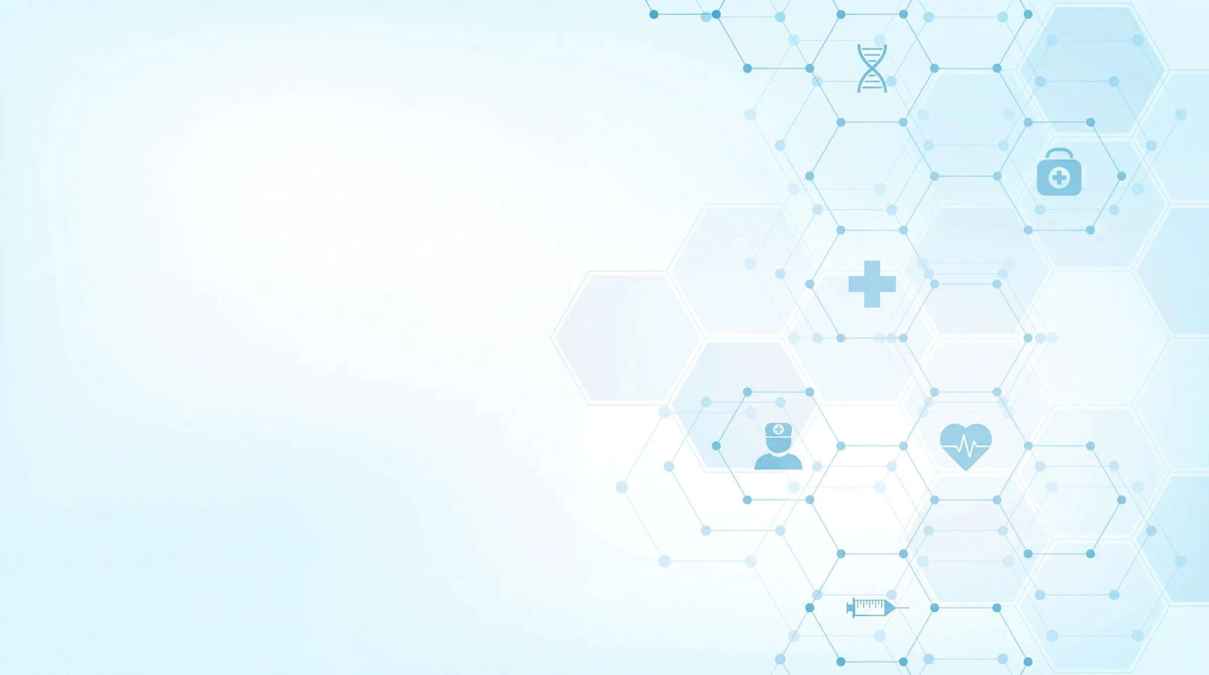 Medical device network illustration with hexagonal icons on a light clinical background