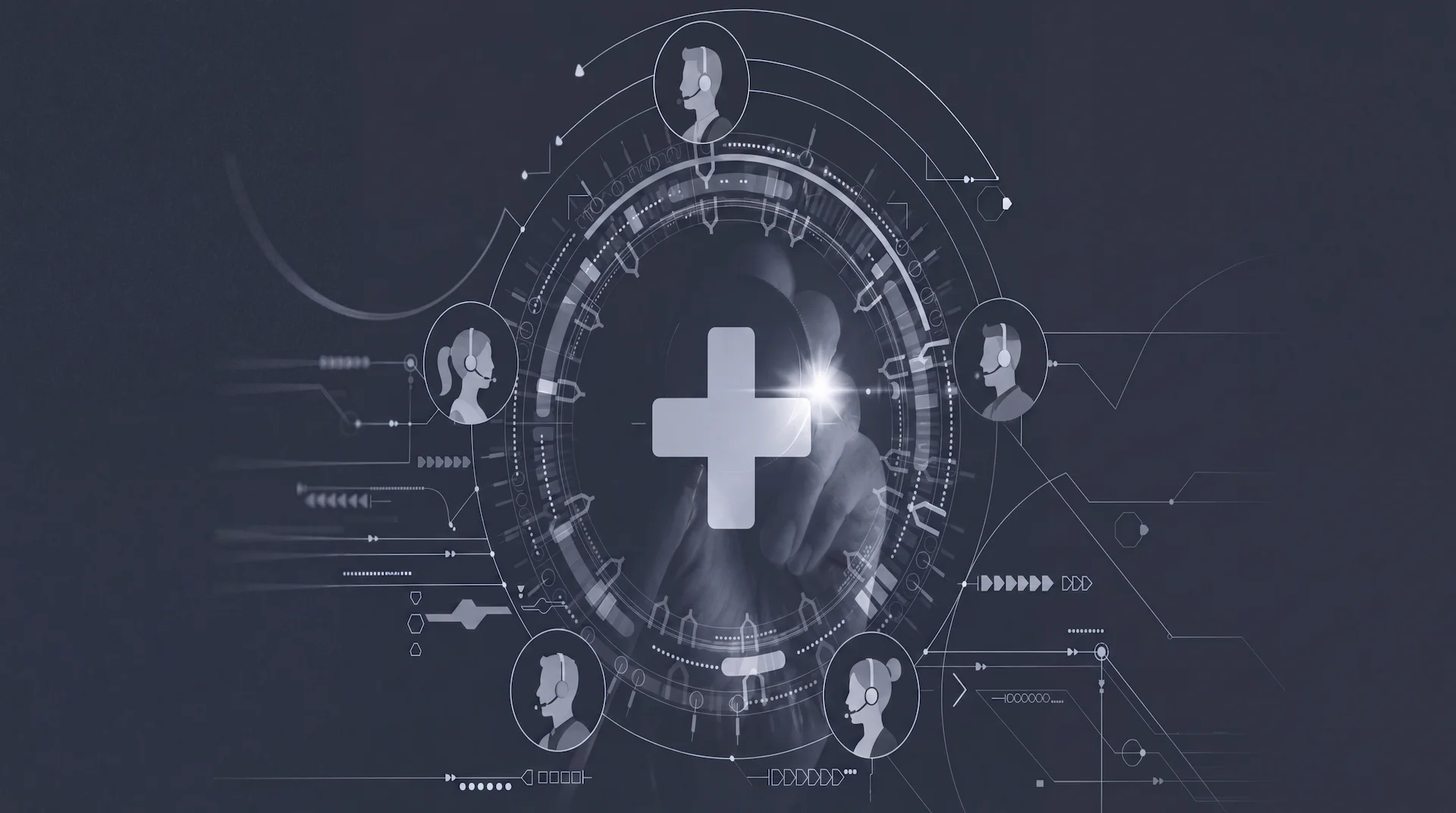 After-sales diagram: a medical cross in a service circle